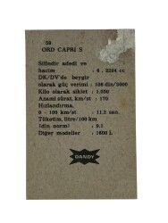 DANDY Sakızı Otomobiller Serisi -FORD CAPRİ S - No A 59 # SKZ11704 - 2