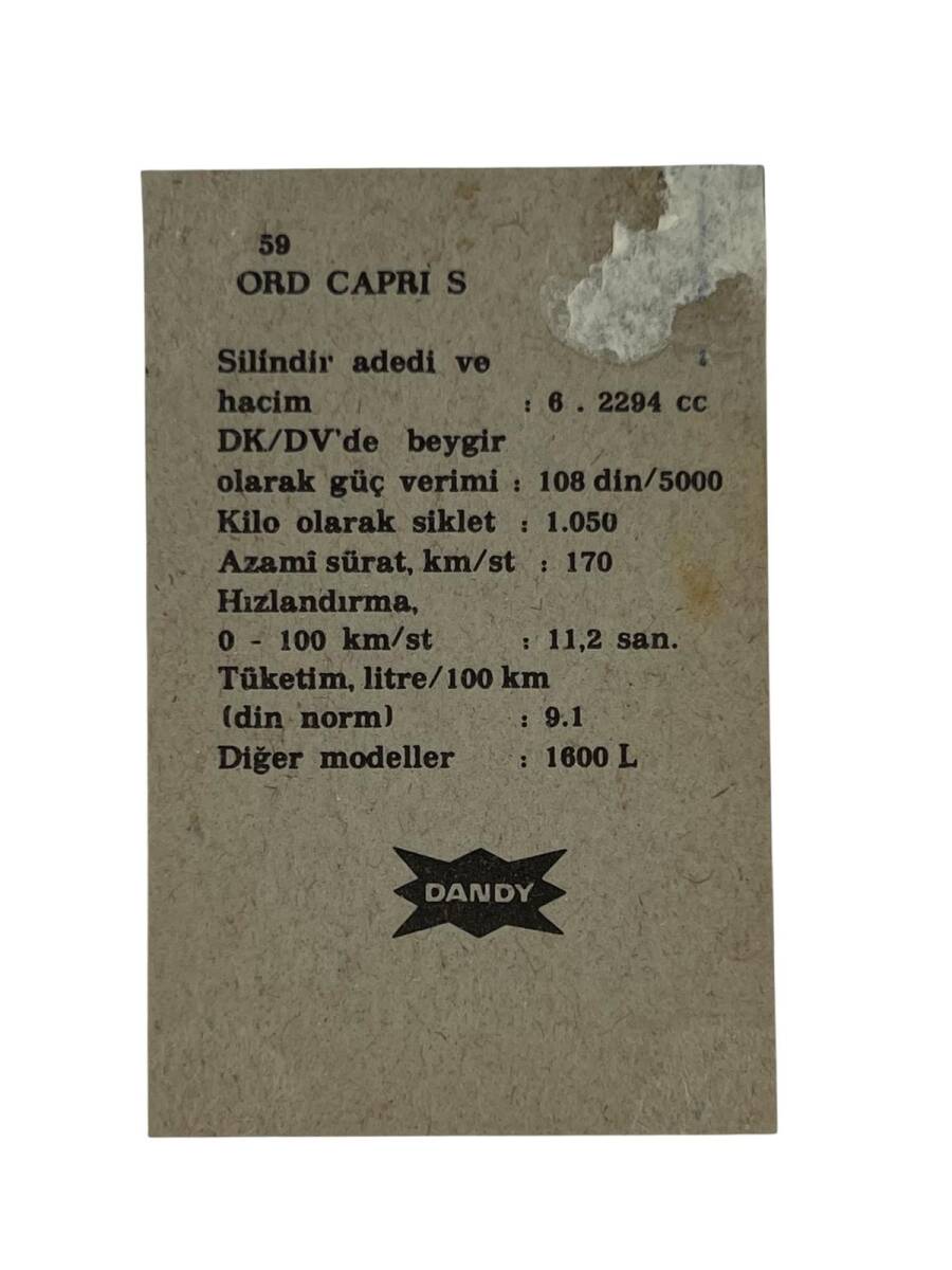 DANDY Sakızı Otomobiller Serisi -FORD CAPRİ S - No A 59 # SKZ11704 - 2