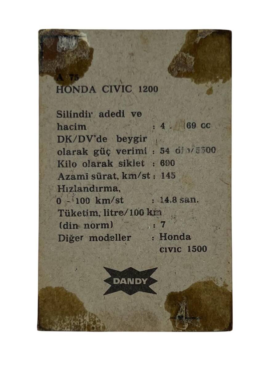 DANDY Sakızı Otomobiller Serisi -HONDA CIVIC 1200 - No A 75 # SKZ11712 - 2