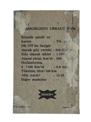 DANDY Sakızı Otomobiller Serisi LABORGHINI URRACO P250 No: A 81 # SKZ1647 - 2