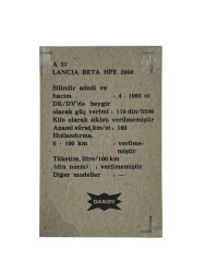 DANDY Sakızı Otomobiller Serisi -LANCIA BETA HPE 2000 - No A57 # SKZ1691 - 2