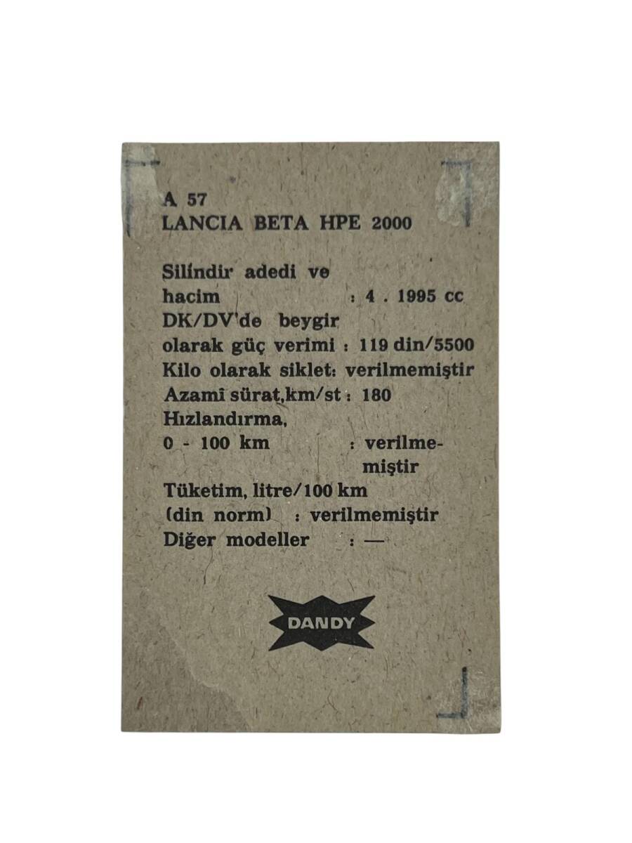 DANDY Sakızı Otomobiller Serisi -LANCIA BETA HPE 2000 - No A57 # SKZ1691 - 2
