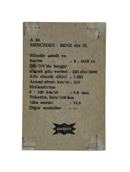 DANDY Sakızı Otomobiller Serisi -MERCEDES-BENZ 450 SL - No A 93 # SKZ11715 - 2