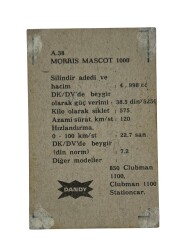 DANDY Sakızı Otomobiller Serisi -MORRIS MASCOT 1000 - No A 38 # SKZ11710 - 2