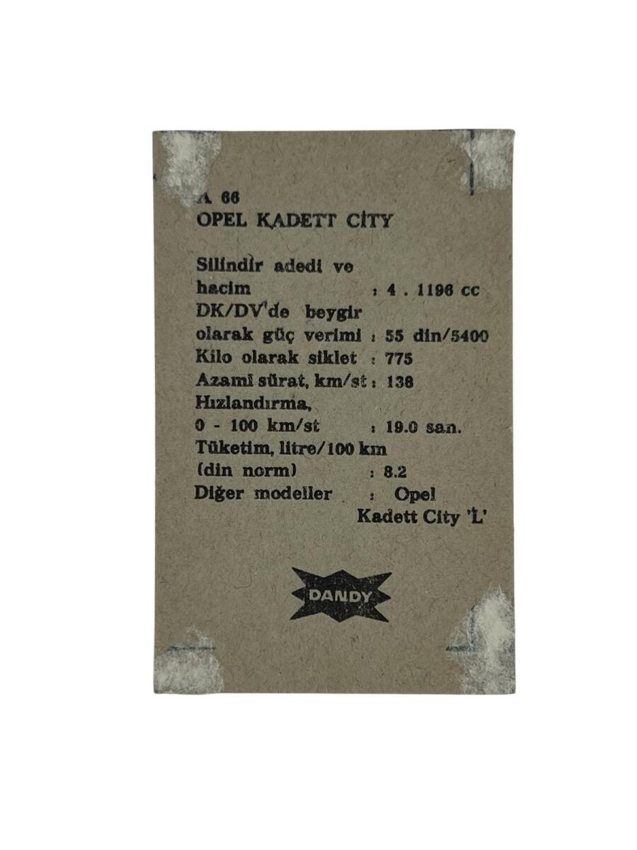 DANDY Sakızı Otomobiller Serisi OPEL KADETT CIT No: A 66 # SKZ1652 - 2