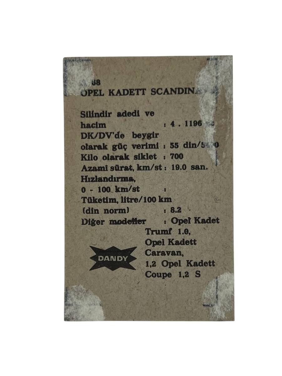 DANDY Sakızı Otomobiller Serisi OPEL KADETT SCANDINAVIA No: A 68 # SKZ1648 - 2