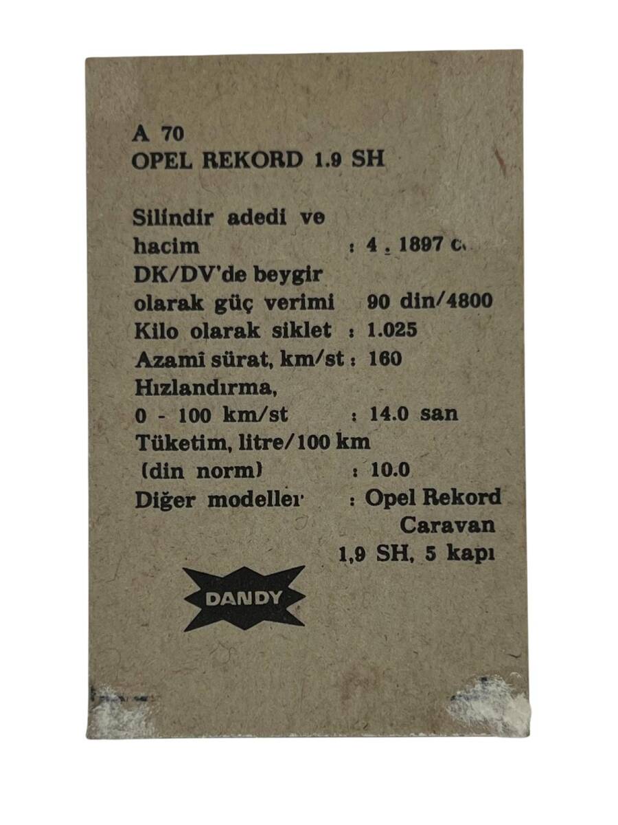 DANDY Sakızı Otomobiller Serisi OPEL RECORD 1.9 No: A 70 # SKZ1646 - 2