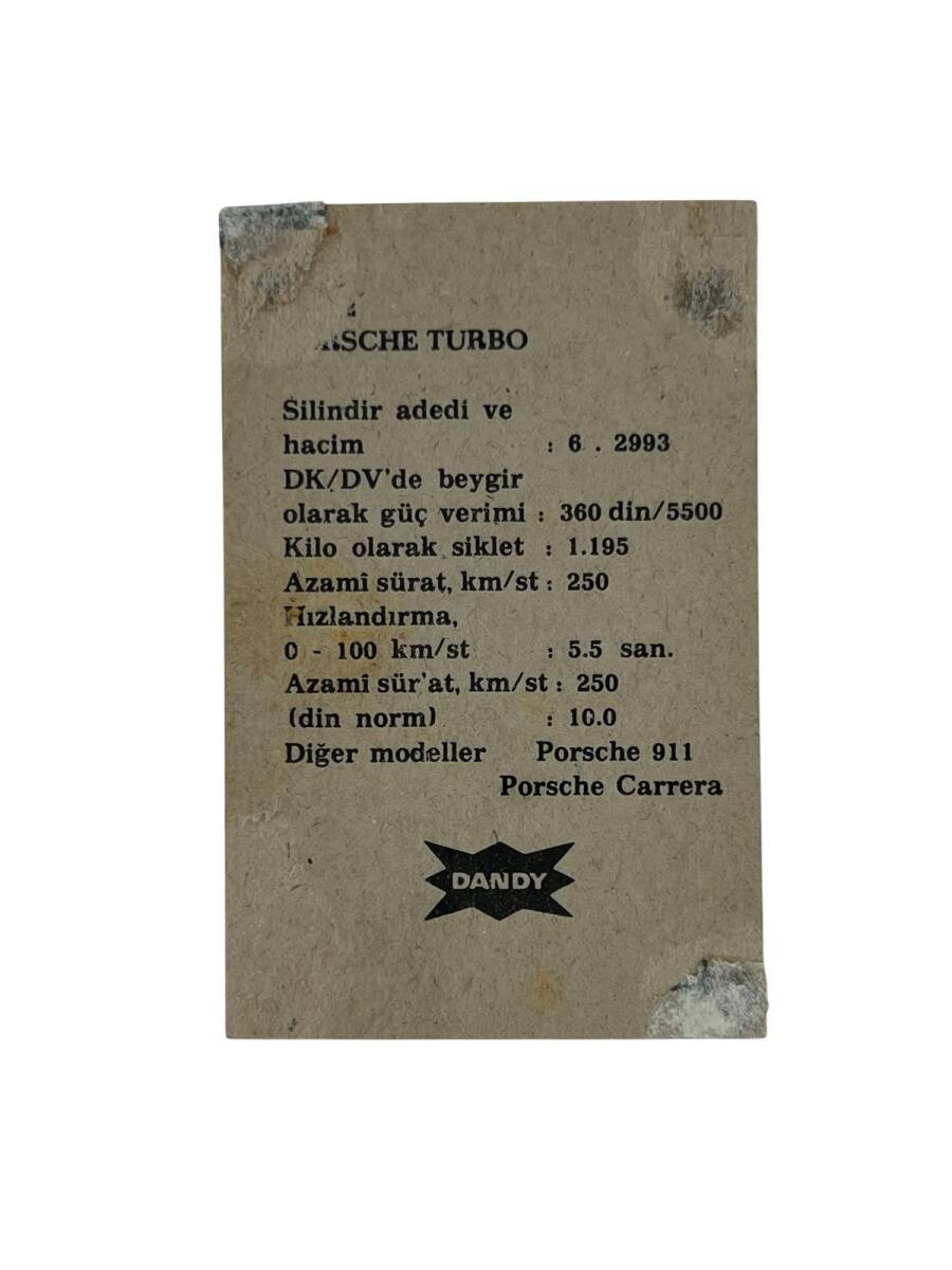 DANDY Sakızı Otomobiller Serisi PORSCHE TURBO No: A 132 # SKZ1650 - 2