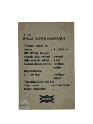 DANDY Sakızı Otomobiller Serisi -ROLLS-ROYCE CAMARGUE - No A 111 # SKZ11701 - 2