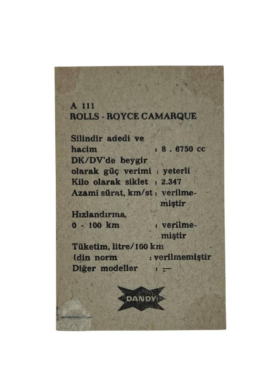 DANDY Sakızı Otomobiller Serisi -ROLLS-ROYCE CAMARGUE - No A 111 # SKZ11701 - 2