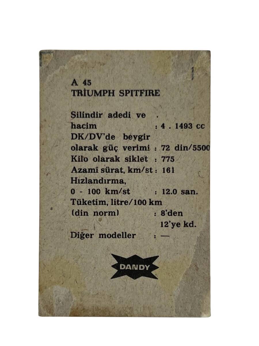 DANDY Sakızı Otomobiller Serisi -TRIUMPH SPITFIRE - No A 45 # SKZ11717 - 2