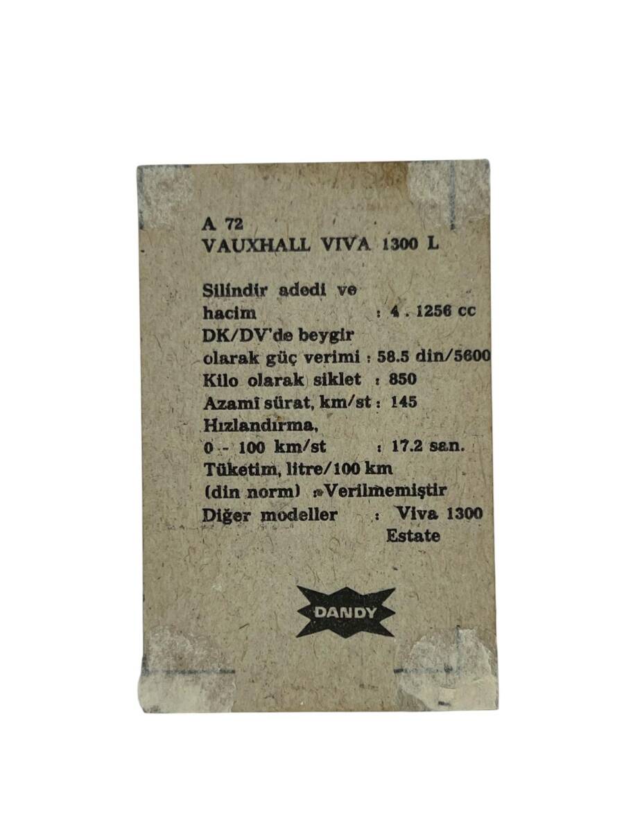 DANDY Sakızı Otomobiller Serisi VAUXHALL VIVA 1300 L No: A 72 # SKZ1653 - 2