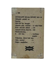 DANDY Sakızı Otomobiller Serisi ZUNDAPP KS125 SPORT 521-10 No: A 160 # SKZ1656 - 2