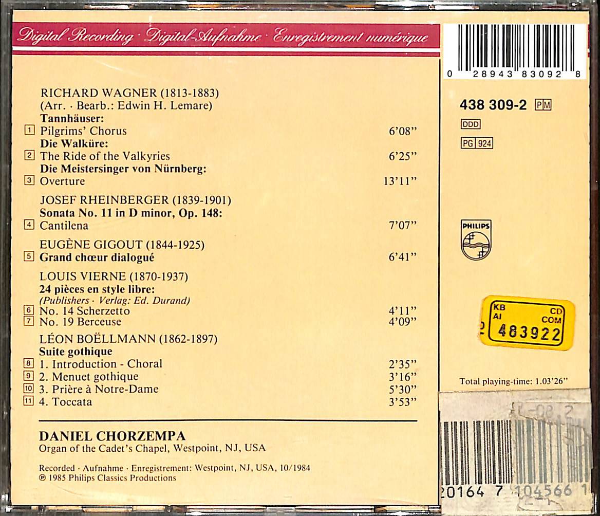 Daniel Chorzempa - A Romantic Organ Extravaganza CD (İkinci El) CD4844 - 2