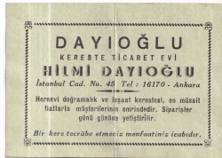 Dayıoğlu Kereste Ticaret evi Hilmi Dayıoğlu Ankara İş Yeri Kartvizit - Gökçekoleksiyon