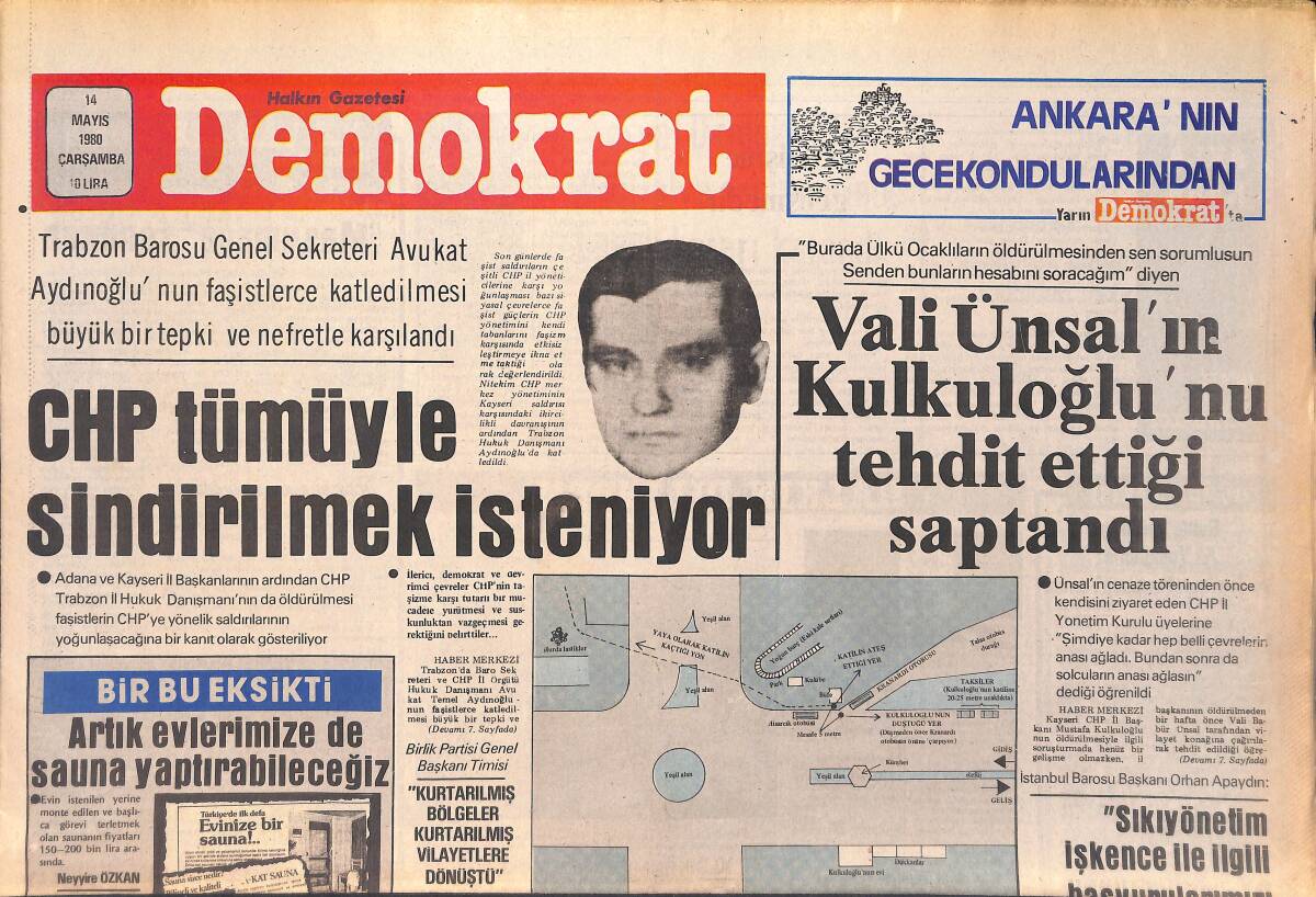 Demokrat Gazetesi 14 Mayıs 1993 - CHP Tümüyle Sindirilmek İsteniyor - Samsun Valisi Yasa Tanımıyor GZ156074 - 1