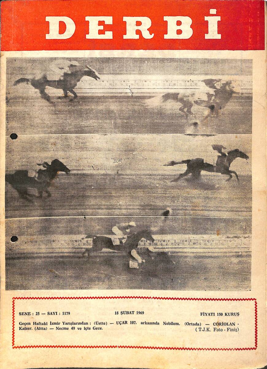 Derbi Dergisi Yarış Ve Spor Mecmuası 18 Şubat 1969 Sayı 1179 - Adana Programı Hakkında NDR93246 - 1