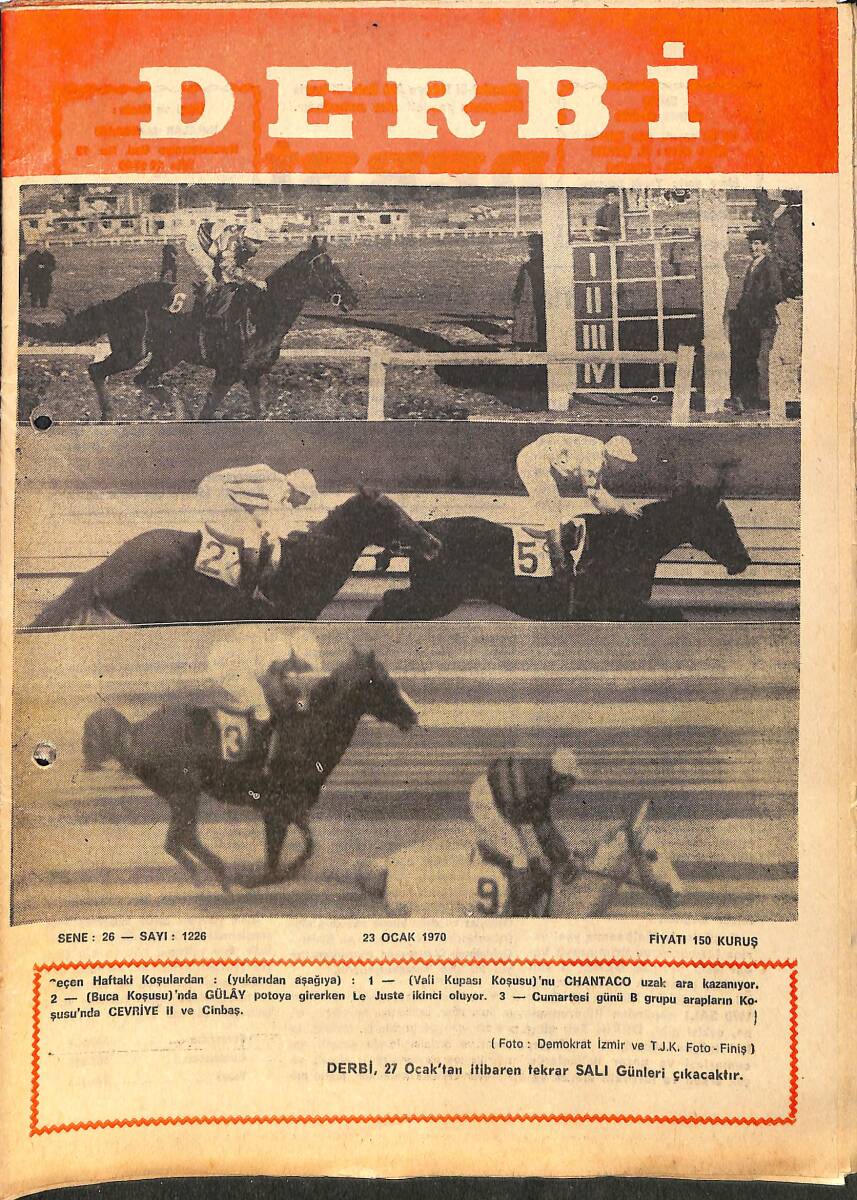 Derbi Dergisi Yarış Ve Spor Mecmuası 23 Ocak 1970 Sayı 1226 - Cumaovası Koşusunu Cevriye Kazandı NDR93217_Kopya(1) - 1