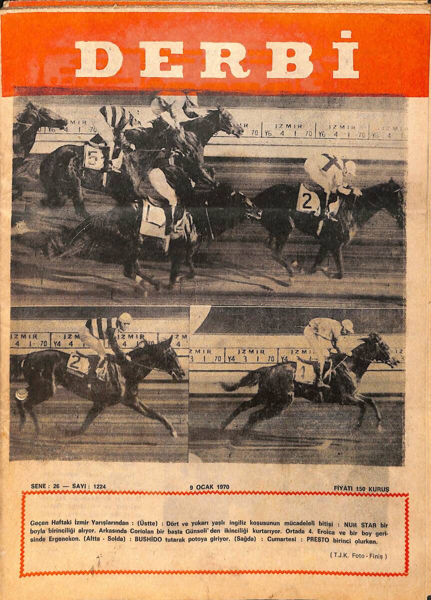 Derbi Dergisi Yarış Ve Spor Mecmuası 9 Ocak 1970 Sayı 1224 - Türk Atçılığının Büyük Otoritelerinden Sait Akson'u Da Kaybettik NDR93219 - 1