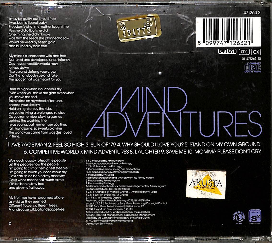 Des'ree - Mind Adventures CD (İkinci El) CD5521 - 2
