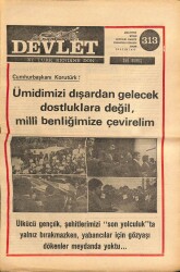 Devlet Haftalık Milliyetçi Siyasi Gazete Sayı313 3 Kasım 1975 Cumhurbaşkanı Korutürk Ümidimizi Milli Benliğimize Çevirelim ildi GZ69293 - 2