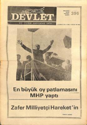 Devlet Haftalık Milliyetçi Siyasi Gazete Sayı396 6 Haziran 1977 En Büyük Oy Patlamasını MHP Yaptı GZ69275 - 2