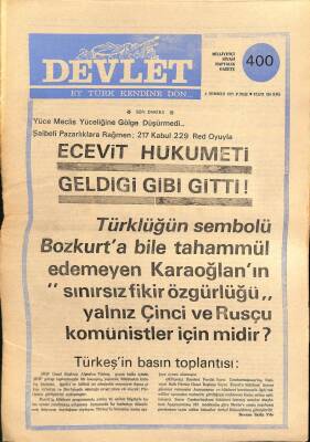 Devlet Haftalık Milliyetçi Siyasi Gazete Sayı400 4 Temmuz 1977 Ecevit Hükümeti Geldiği Gibi Gitti GZ69277 - 1