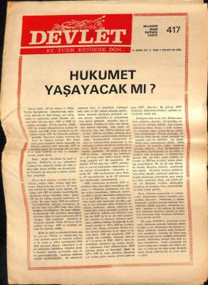 Devlet Haftalık Milliyetçi Siyasi Gazete Sayı417 31 Ekim 1977 TVnin Köye Götürdüğü Hizmet mi Yozlaştırma mı GZ69283 - 1