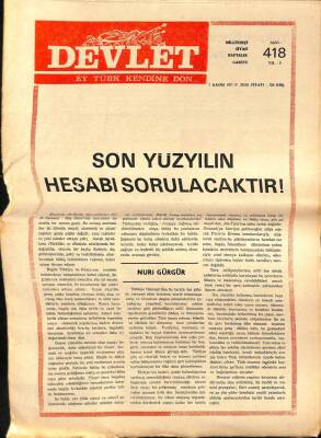 Devlet Haftalık Milliyetçi Siyasi Gazete Sayı418 7 Kasım 1977 Marksa Karşı Sanat Yazan Mehmet Işıkkaya GZ69285 - 1