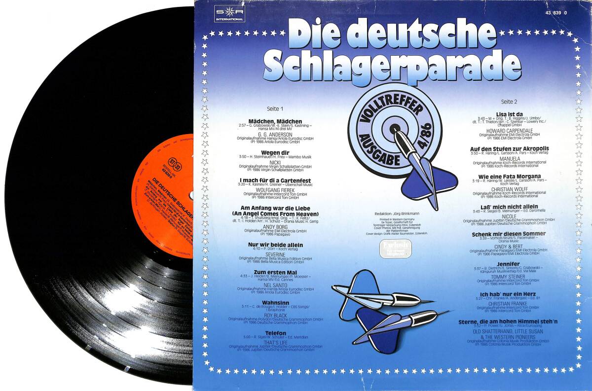 Die Deutsche Schlagerparade 4/86 (Almanya Baskı) LP PLAK (10/8.5) PLK25969 - 2