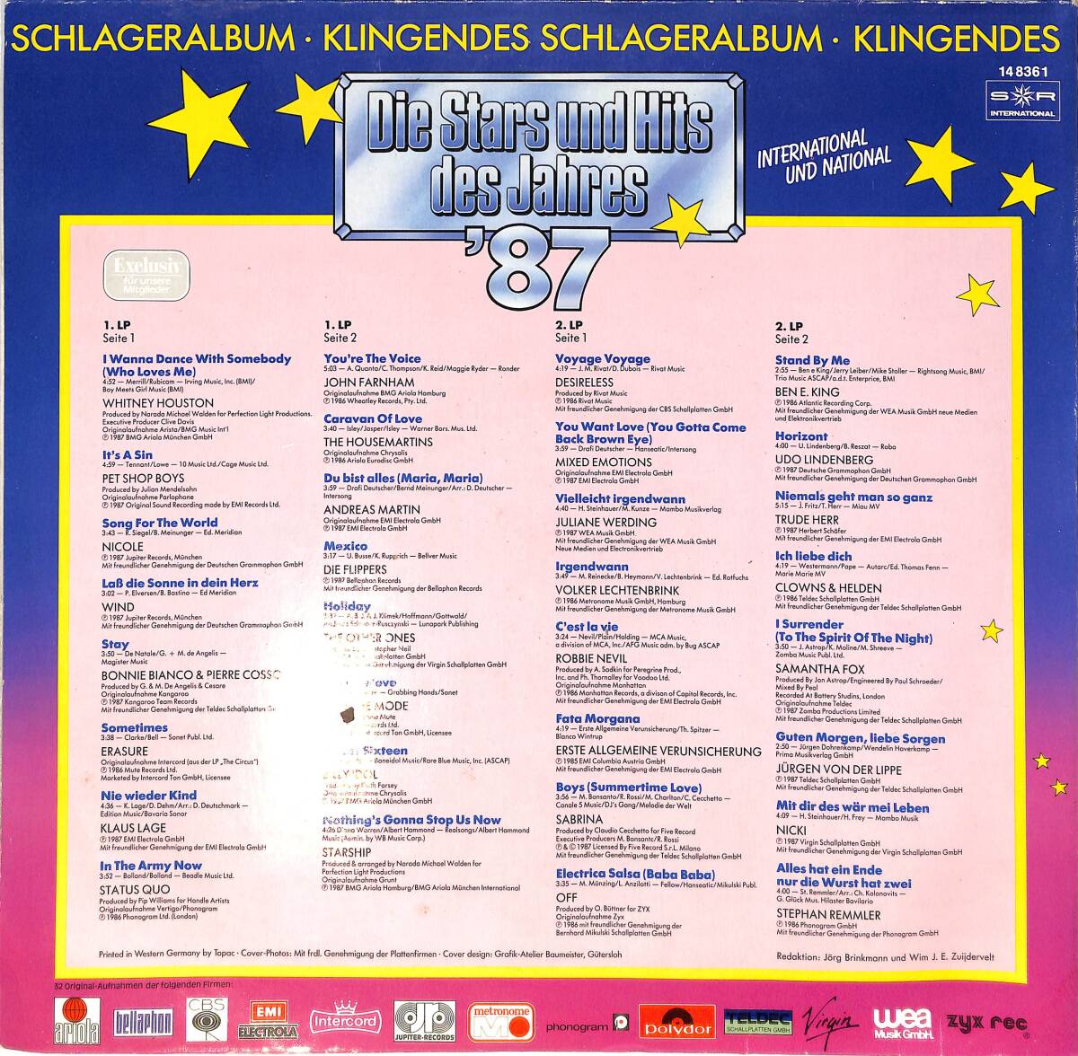 Die Stars Und Hits Des Jahres '87 LP PLAK (10/8) PLK26566 - 2