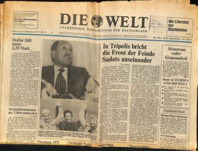 Die Welt Gazetesi 6 Dezember 1977 - In Tripolis Bricht Die Front Der Feinde Sadats Auseinander GZ125134 - 1
