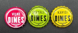 Dimes Meyve Suları – Vişne / Şeftali / Kayısı Eski Gazoz Kapakları (Nadir Tip, 3’lü Lot) AOB3032 - 1
