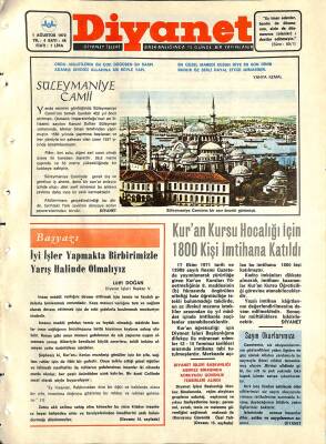 Diyanet Dergisi 1 Ağustos 1972 Sayı 48 - Kuran Kursu Hocalığı İçin 1800 Kişi İmtihana Katıldı NDR77771 - 1