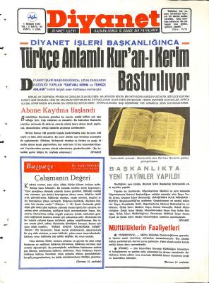 Diyanet Dergisi 1 Nisan 1973 Sayı 64 - Başkanlıkta Yeni Tayinler Yapıldı NDR77741 - 1