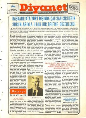 Diyanet Dergisi 1 Ocak 1973 Sayı 58 - Başkanlıkta Yurt Dışında Çalışan İşçilerin Sorunlarıyla İlgili Bir Brifing Düzenlendi NDR77606 - 1