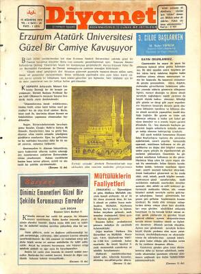 Diyanet Dergisi 15 Ağustos 1972 Sayı 49 - Erzurum Atatürk Üniversitesi Güzel Bir Camiye Kavuşuyor NDR77597 - 1