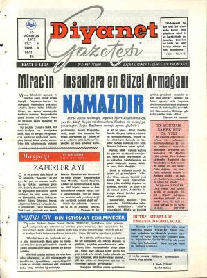 Diyanet Dergisi 15 Ağustos 1973 Sayı 74 - Hutbe Kitapları Parasız Dağıtılacak NDR77732 - 1