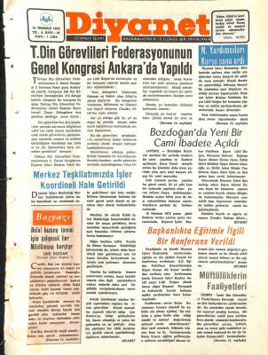 Diyanet Dergisi 15 Temmuz 1972 Sayı 47 - Bozdoğanda Yeni Bir Cami İbadete Açıldı NDR77772 - 1