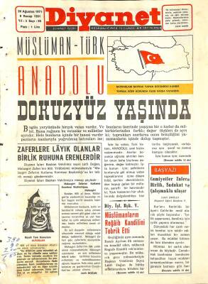 Diyanet Dergisi 30 Ağustos 1971 Sayı 26 - Zaferlere Lâyık Olanlar Birlik Ruhuna Erenlerdir NDR77757 - 1