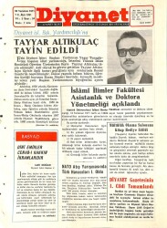 Diyanet Dergisi 30 Temmuz 1971 Sayı 24 - Diyanet İşleri Başkanlığı Yardımcılığına Tayyar Altıkulaç Tayin Edildi NDR77759 - Gökçekoleksiyon