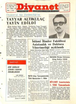 Diyanet Dergisi 30 Temmuz 1971 Sayı 24 - Diyanet İşleri Başkanlığı Yardımcılığına Tayyar Altıkulaç Tayin Edildi NDR77759 - 1