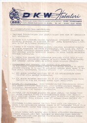 DKW MOTOSİKLET HABERLERİ.YILDIZ TİCARETHANESİ.1954 MOTOSİKLET ÖZELLİKLERİ BROŞÜR - Gökçekoleksiyon