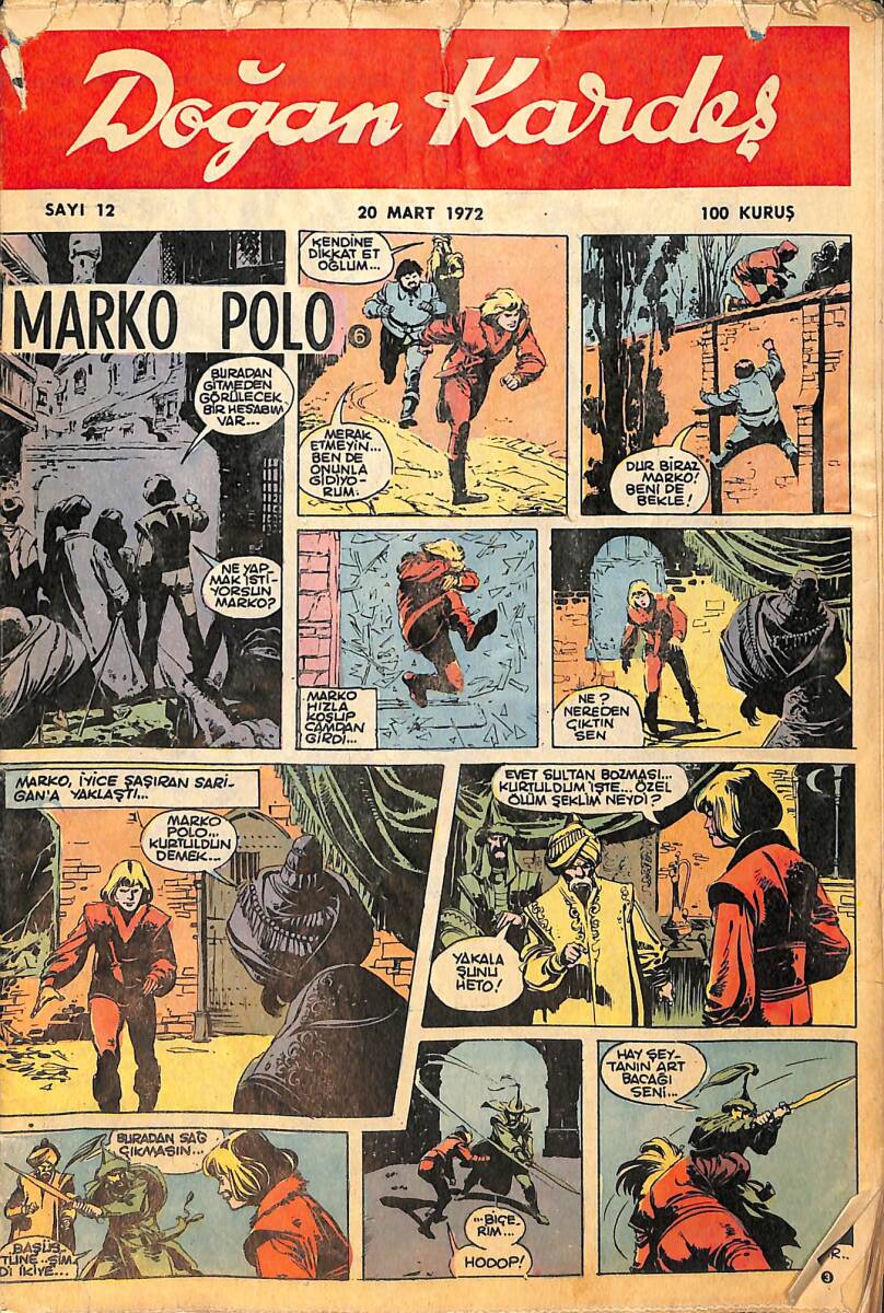 Doğan Kardeş Çizgi Roman Dergisi 20 Mart 1972 Sayı : 12 - Tarzan Mahar Ülkesi - Toni İle Tedi NDR102211 - 1
