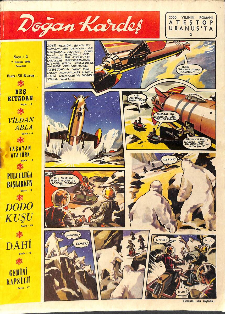 Doğan Kardeş Dergisi 7 Kasım 1966 Sayı: 2 - Ateştıp Uranus'ta NDR93020 - 1