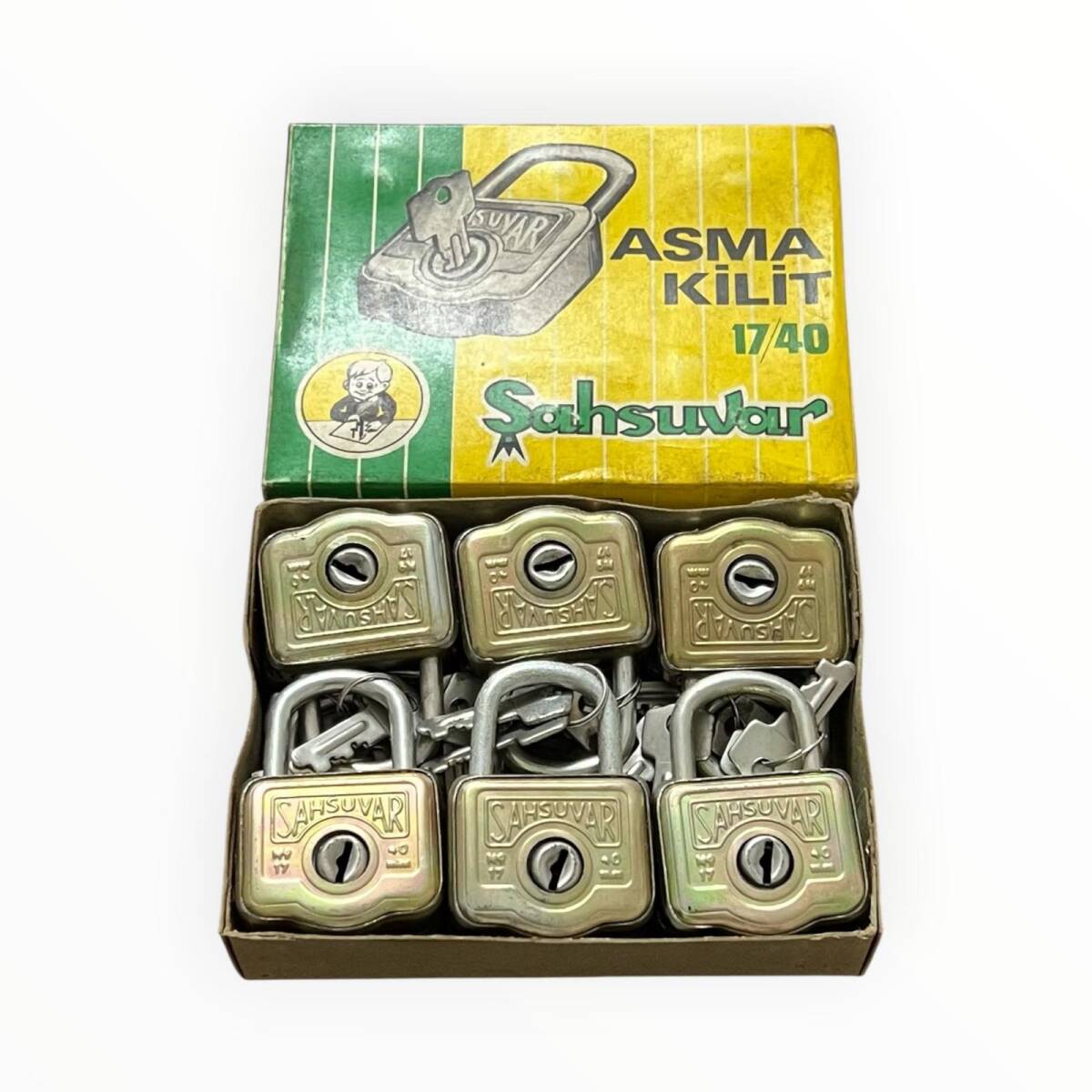 Vintage 1970's ŞAHSUVAR Marka ''No:17 ve 40 mm Türk Malı Asma Kilit AOB8817 - 2