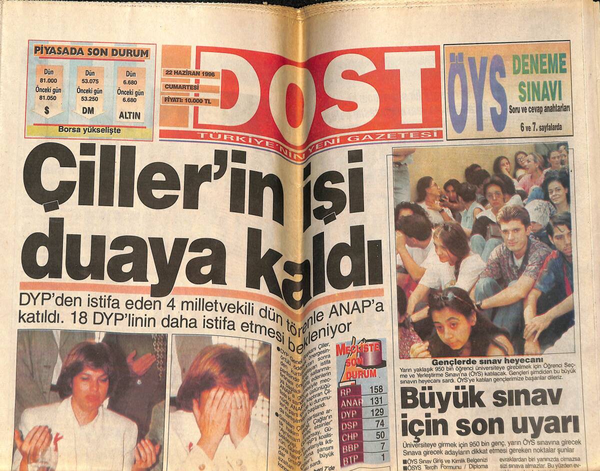 Dost Gazetesi 22 Haziran 1996 - THY Uçağı Yine Tehlike Atlattı - IRA'nın Bomba Atölyesi GZ159170 - 1