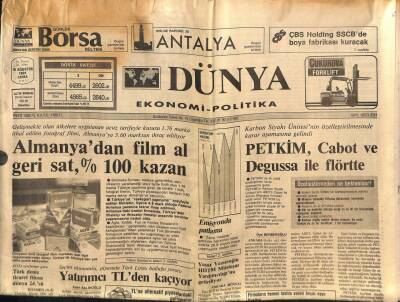 Dünya Ekonomi-Politika Gazetesi 16 Ağustos 1991 - Paşabahçe Camda İşbaşı GZ83529 - 1