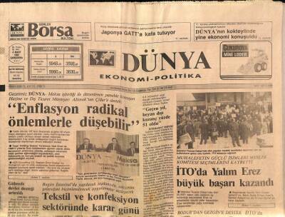 Dünya Ekonomi-Politika Gazetesi 4 Mart 1992 - İTOda Yalım Erez Büyük Başarı Kazandı GZ83530 - 1