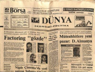 Dünya Ekonomi-Politika Gazetesi 9 Mart 1992 - Niğde Çimentoda Yeni Patron Sabancı-OYAK GZ83539 - 1
